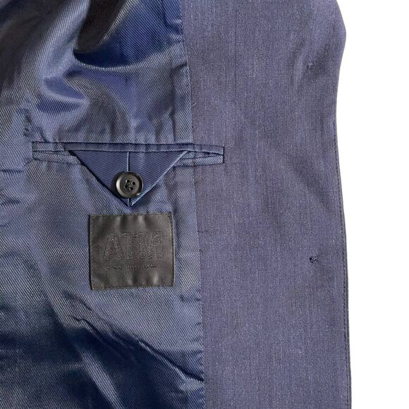 ATM Anthony Thomas Melillo Womens 100% Wool Sport Blazer Jacket Blue Gray Size 4 - Picture 13 of 16